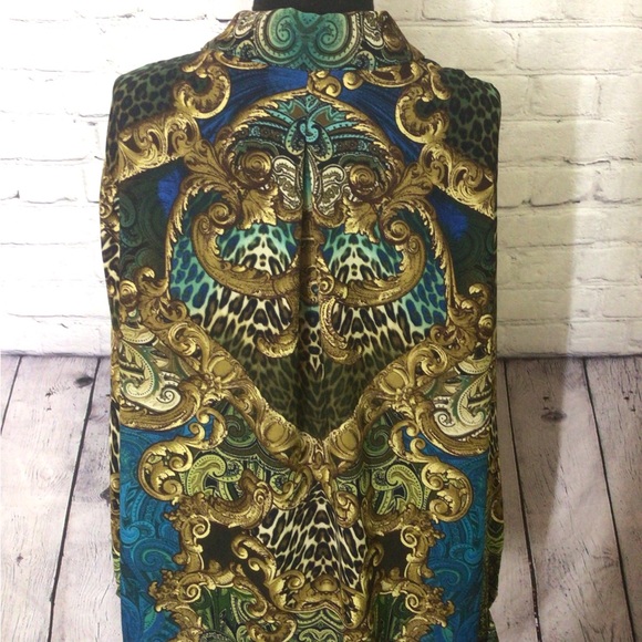 Susan Graver printed feather weave button front shirt blouse top size 18W - Picture 5 of 8